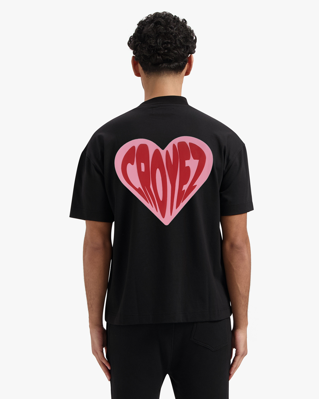 CROYEZ PUFFED HEART T-SHIRT - BLACK/RED