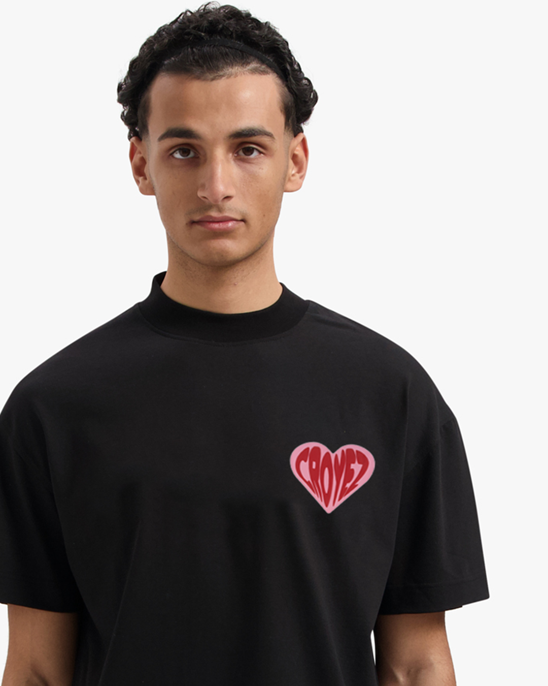 CROYEZ PUFFED HEART T-SHIRT - BLACK/RED