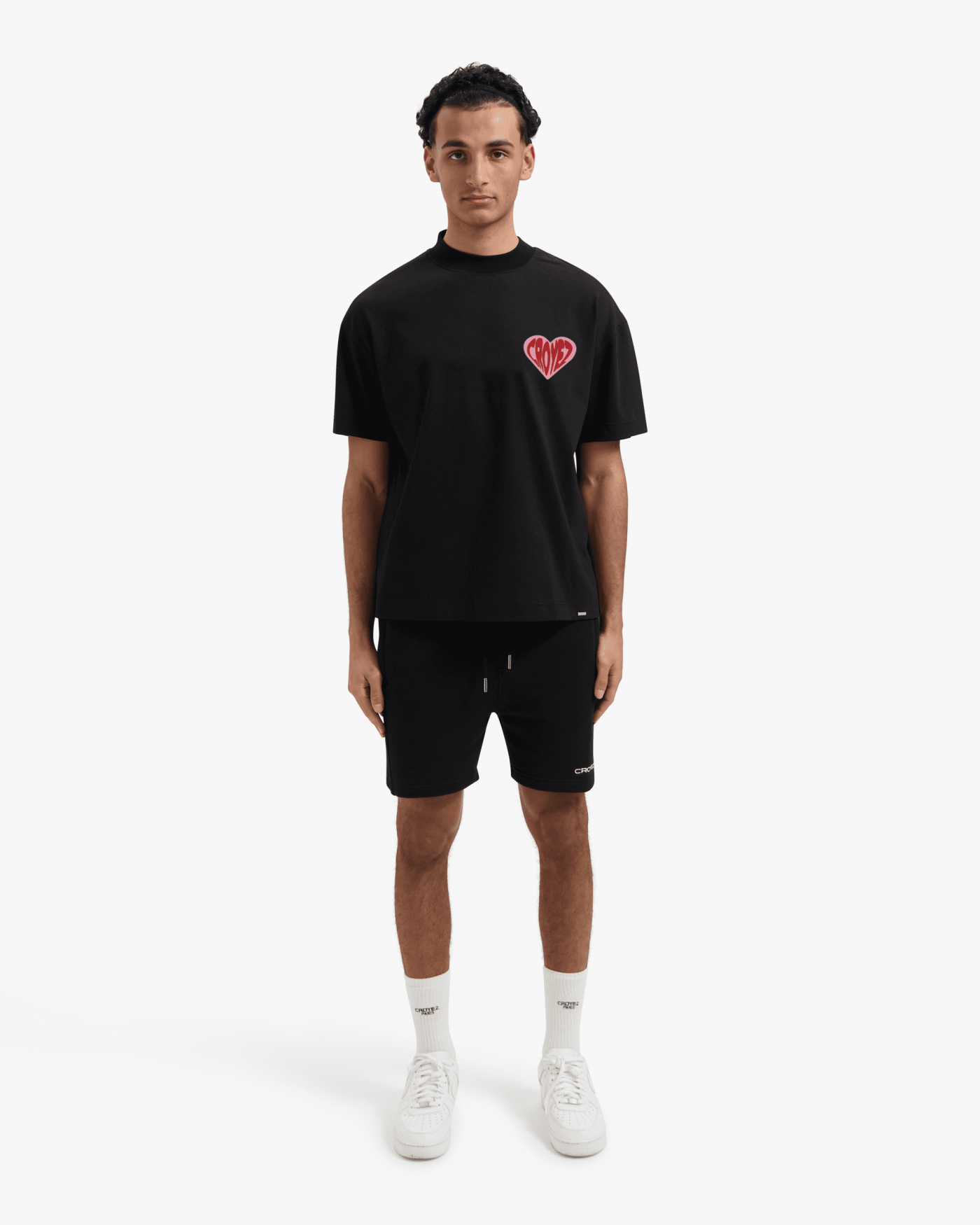 CROYEZ PUFFED HEART T-SHIRT - BLACK/RED