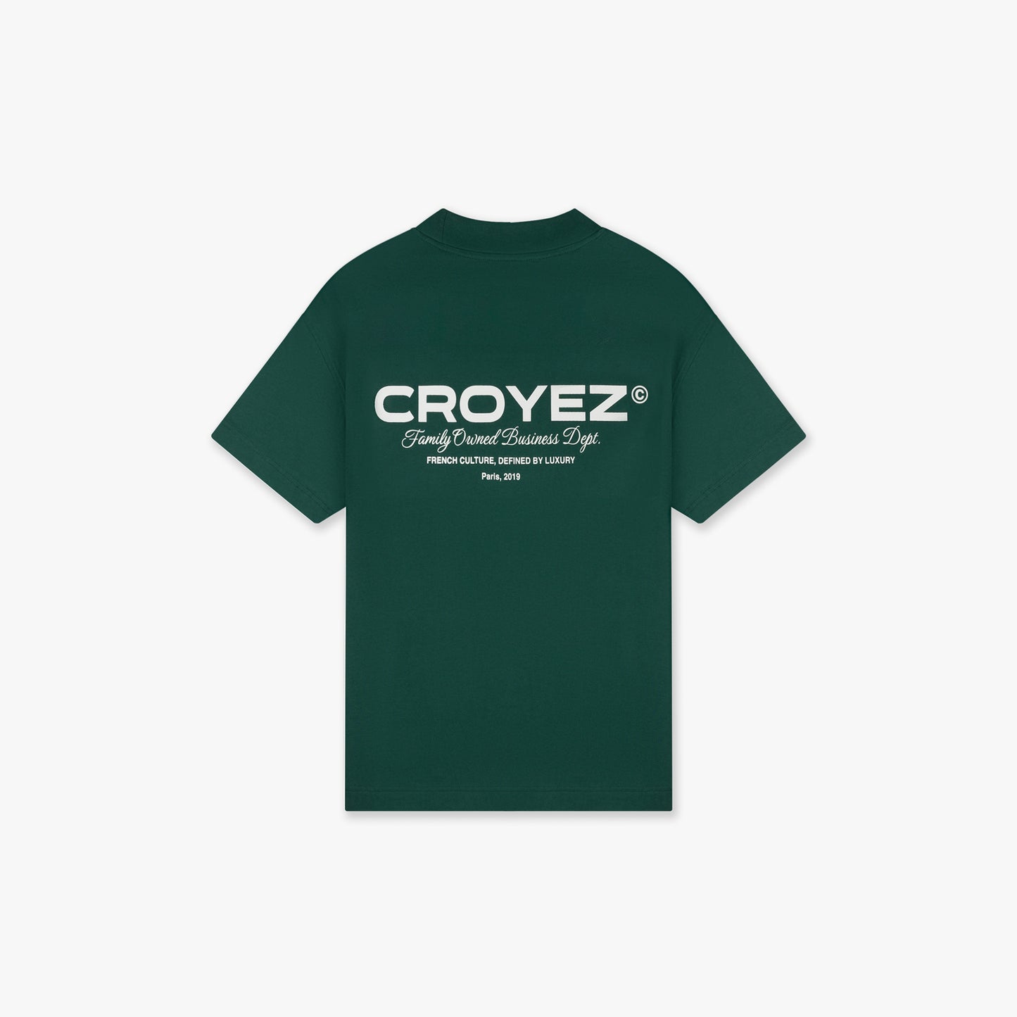 CROYEZ FAMILY OWNED BUSINESS T-SHIRT - DARK GREEN/OFF-WHITE