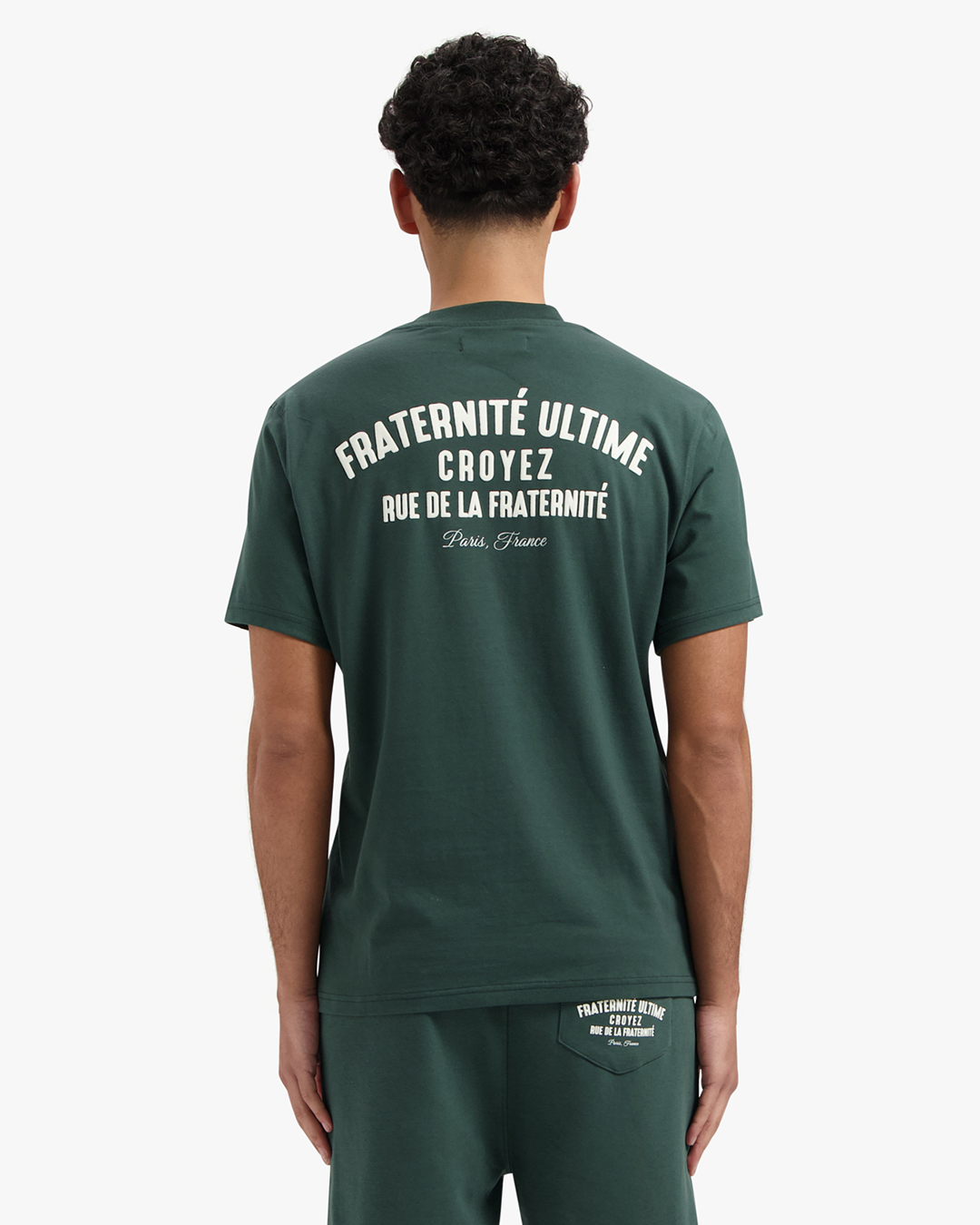 CROYEZ FRATERNITÉ PUFF T-SHIRT - DARK GREEN/OFF-WHITE