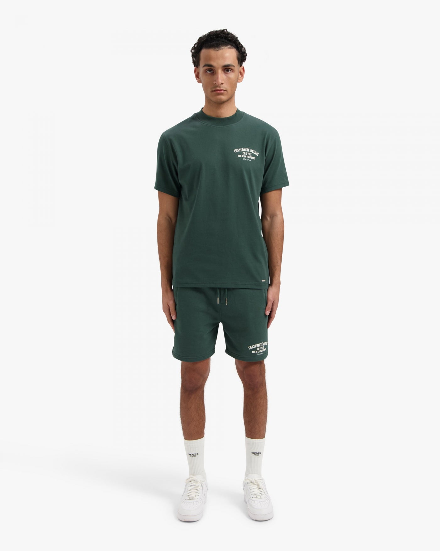 CROYEZ FRATERNITÉ PUFF T-SHIRT - DARK GREEN/OFF-WHITE