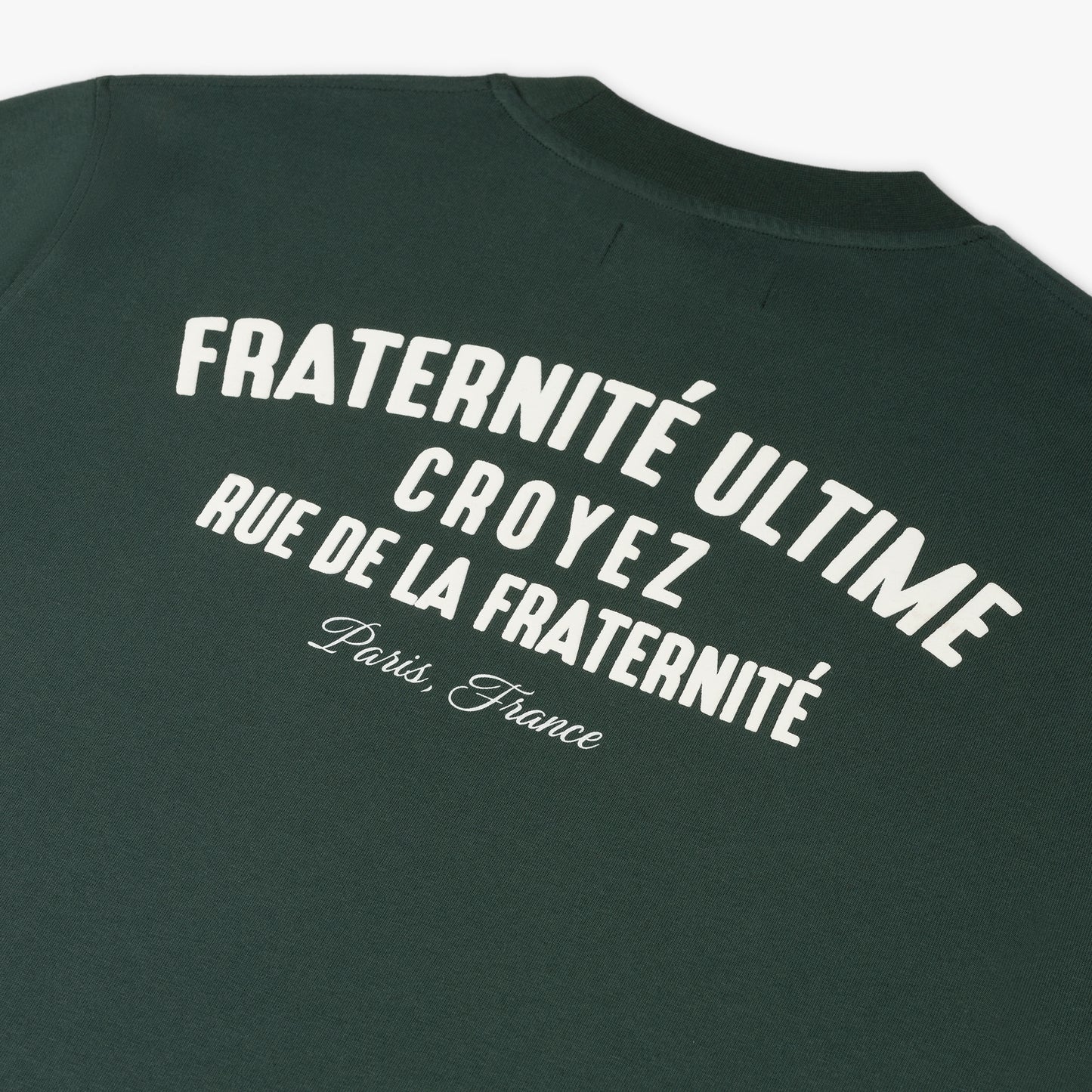 CROYEZ FRATERNITÉ PUFF T-SHIRT - DARK GREEN/OFF-WHITE