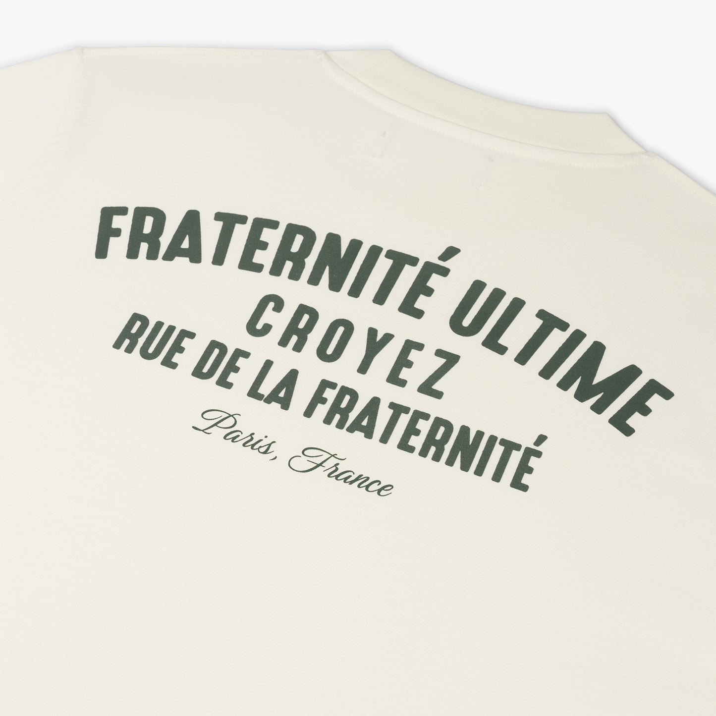 CROYEZ FRATERNITÉ PUFF T-SHIRT - OFF-WHITE/DARK GREEN