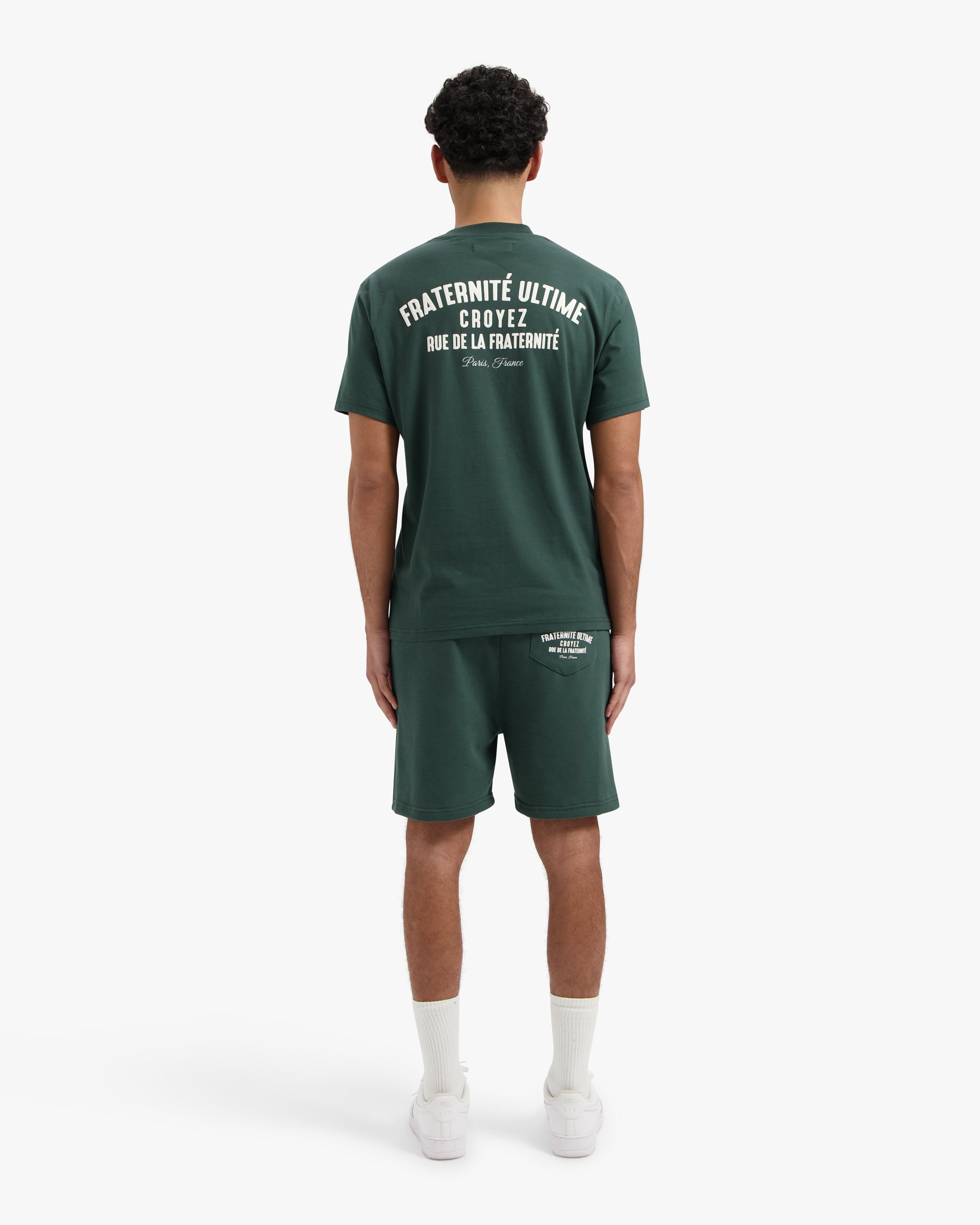 CROYEZ FRATERNITÉ PUFF SHORTS | DARK GREEN/OFF-WHITE