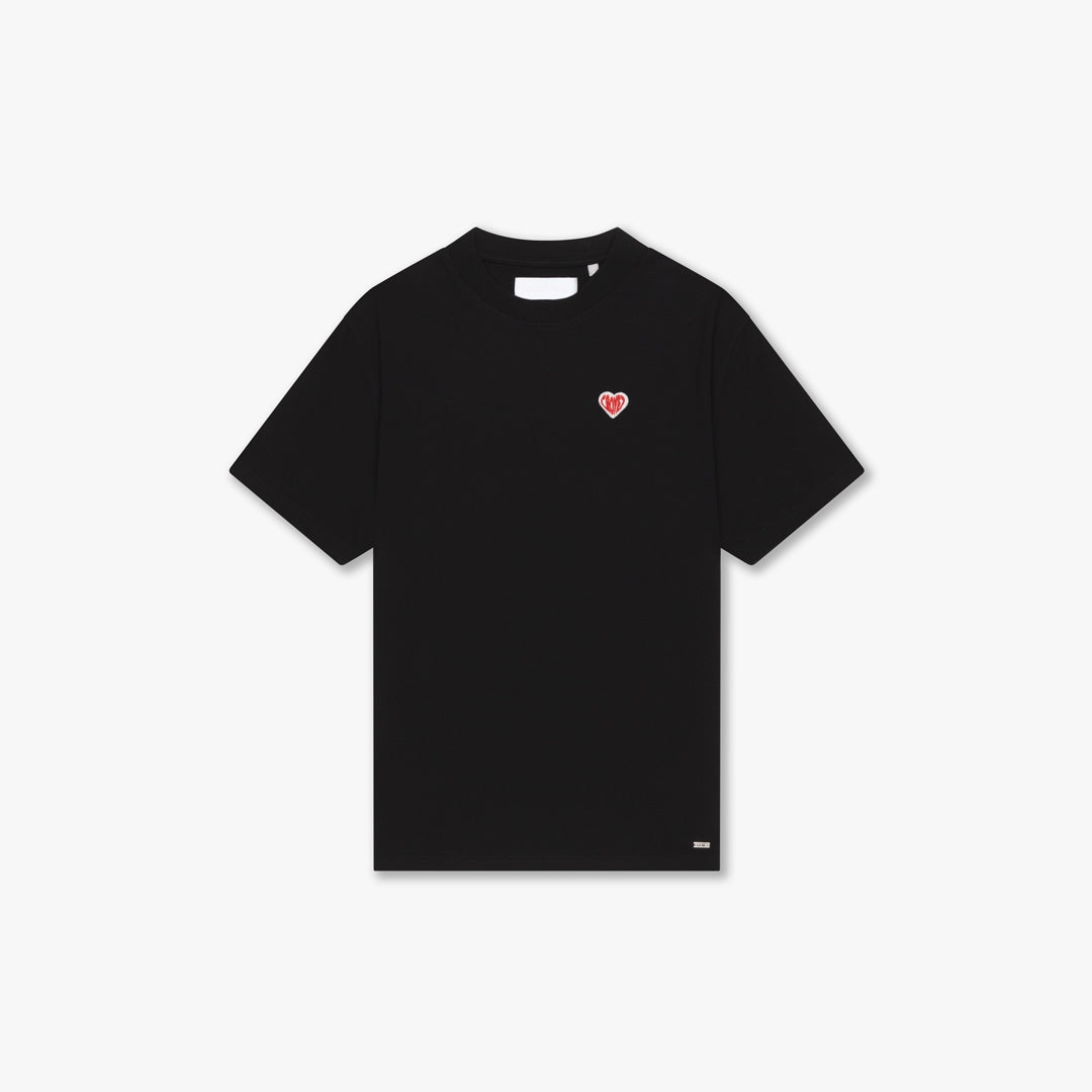 CROYEZ FELT HEART T-SHIRT | BLACK/RED