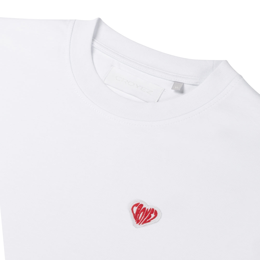 CROYEZ FELT HEART T-SHIRT | WHITE/RED