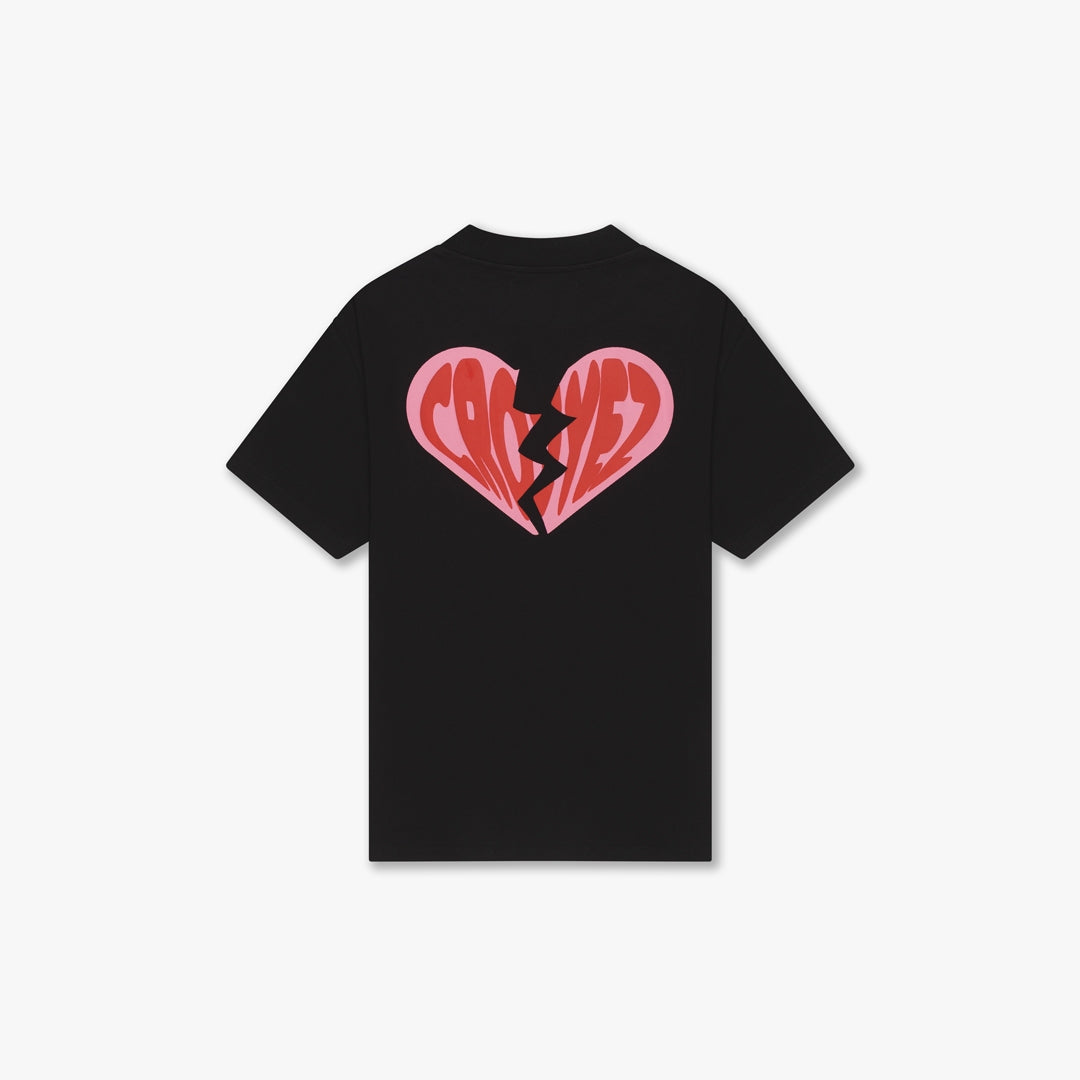 CROYEZ BROKEN PUFFED HEART T-SHIRT | BLACK/RED