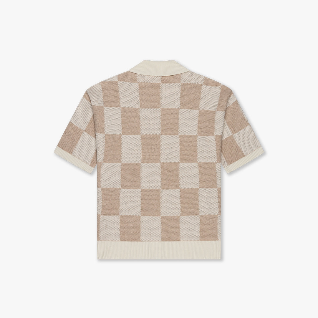 CROYEZ KNITTED CHECKERBOARD SHIRT | OFF-WHITE/BEIGE