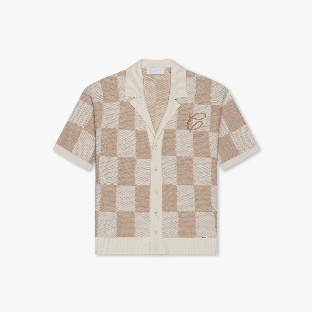CROYEZ KNITTED CHECKERBOARD SHIRT | OFF-WHITE/BEIGE
