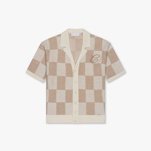 CROYEZ KNITTED CHECKERBOARD SHIRT | OFF-WHITE/BEIGE