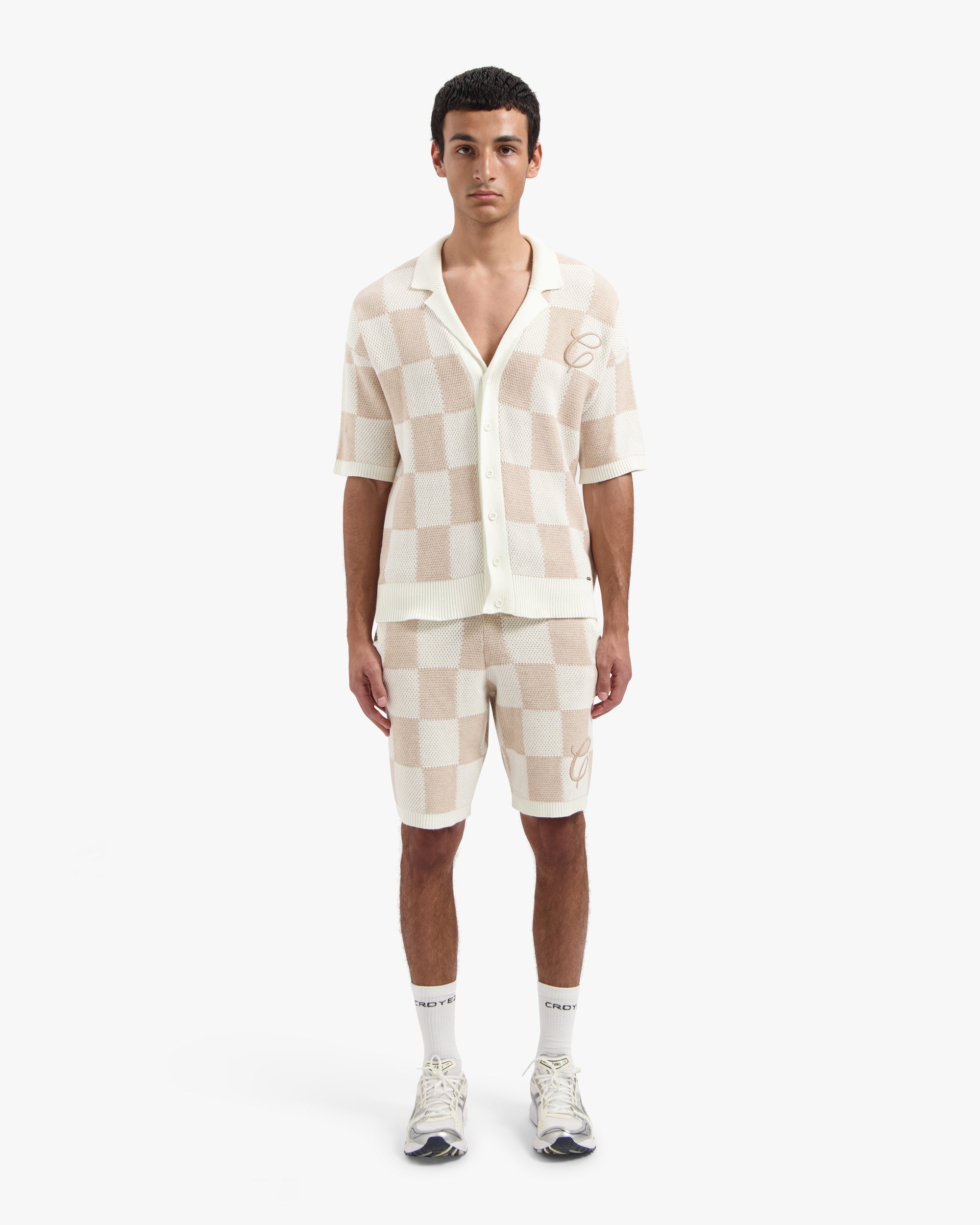 CROYEZ KNITTED CHECKERBOARD SHIRT | OFF-WHITE/BEIGE