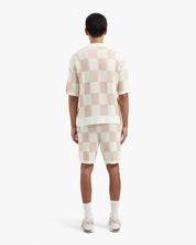 CROYEZ KNITTED CHECKERBOARD SHIRT | OFF-WHITE/BEIGE