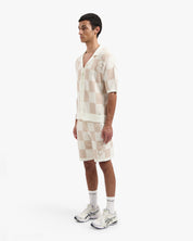 CROYEZ KNITTED CHECKERBOARD SHIRT | OFF-WHITE/BEIGE