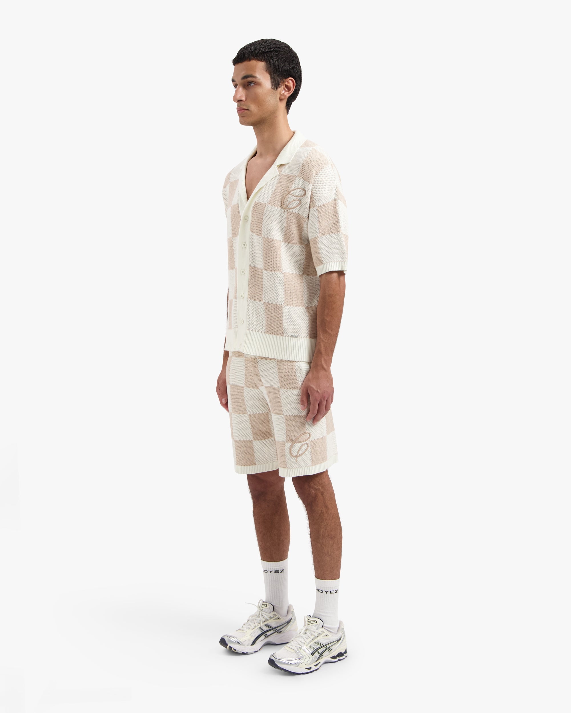 CROYEZ KNITTED CHECKERBOARD SHIRT | OFF-WHITE/BEIGE