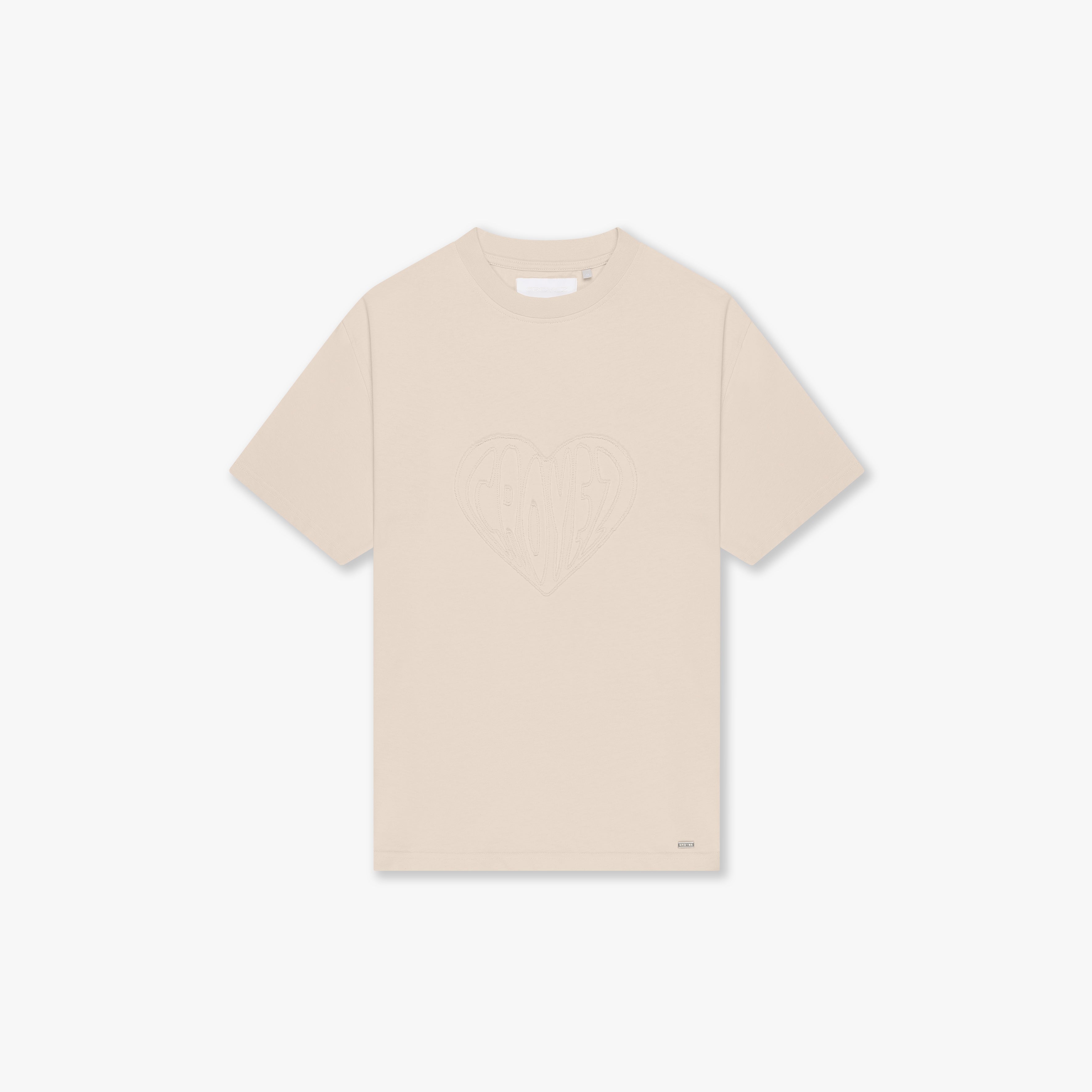 CROYEZ CUT OUT HEART T-SHIRT | BEIGE