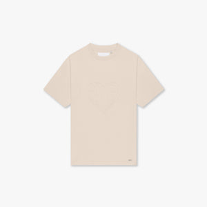 CROYEZ CUT OUT HEART T-SHIRT | BEIGE