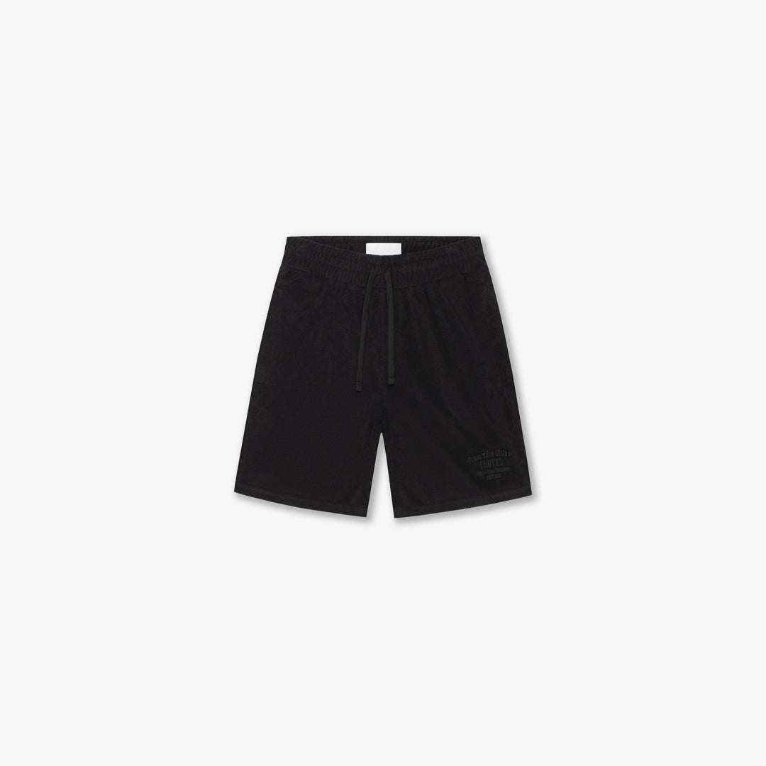 CROYEZ FRATERNITÉ TOWELLING SHORTS | BLACK