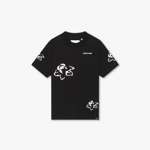 CROYEZ INITIAL FLOWER T-SHIRT | BLACK/WHITE