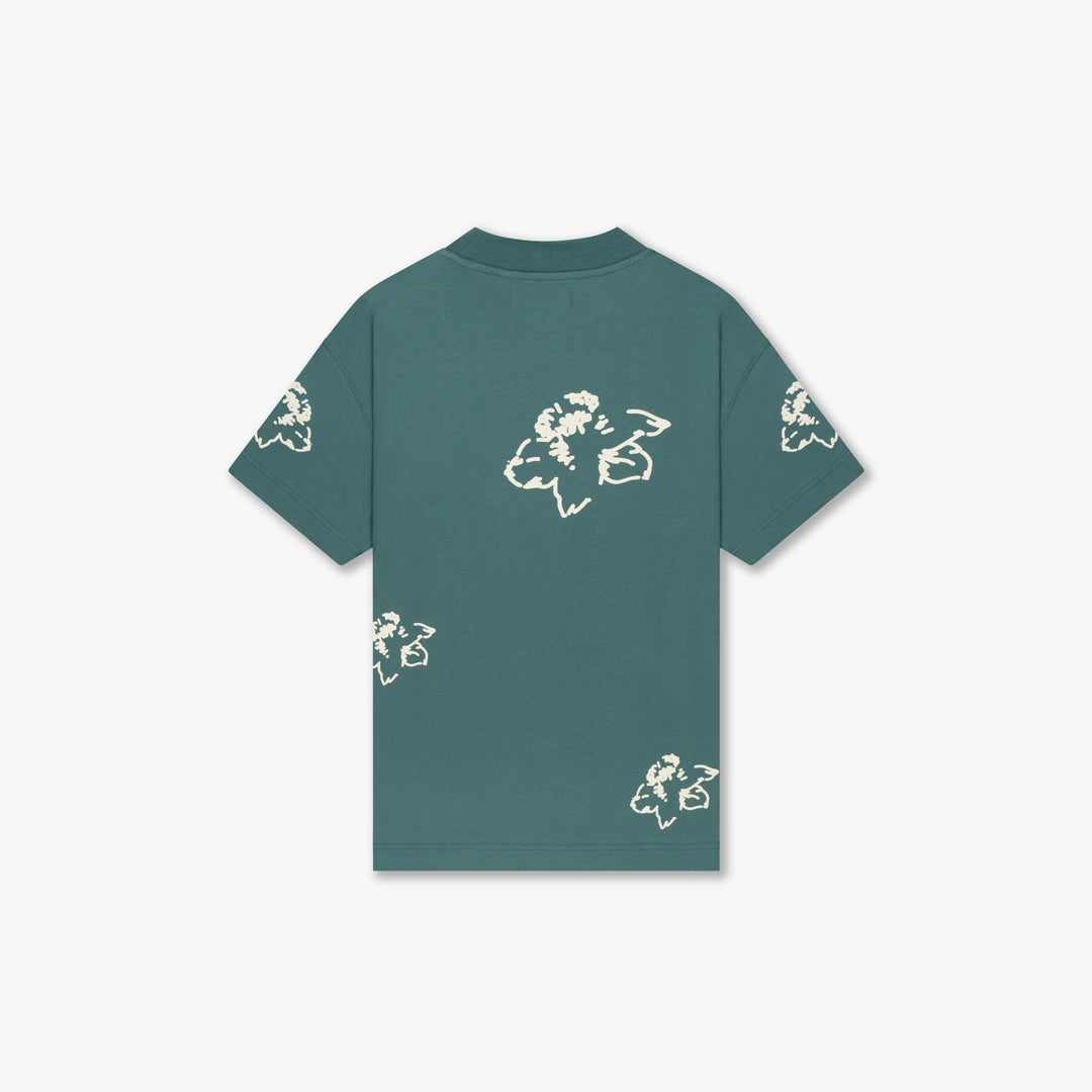 CROYEZ INITIAL FLOWER T-SHIRT | GREEN/OFF-WHITE