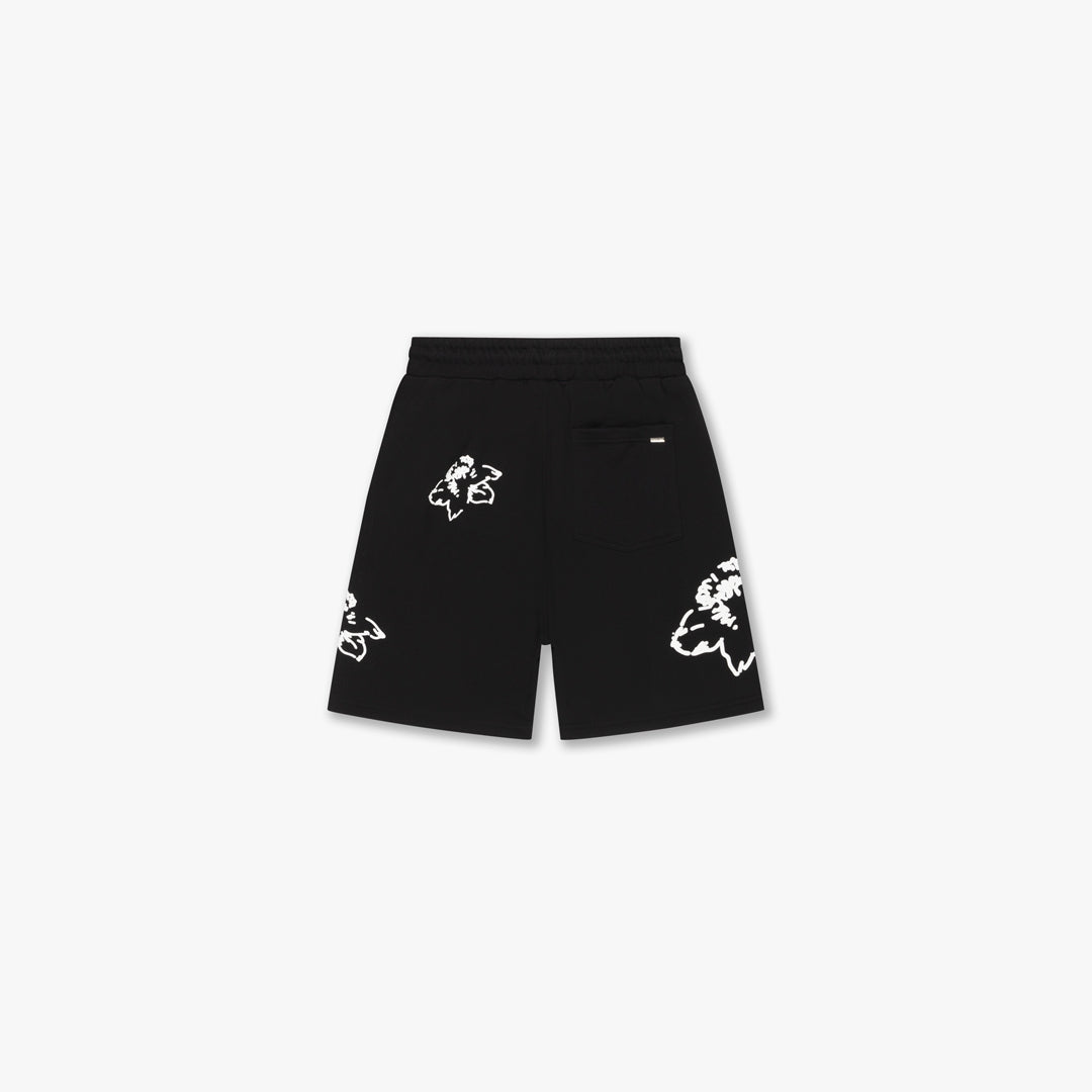 CROYEZ INITIAL FLOWER SHORTS | BLACK/WHITE