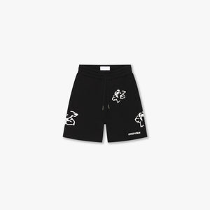 CROYEZ INITIAL FLOWER SHORTS | BLACK/WHITE