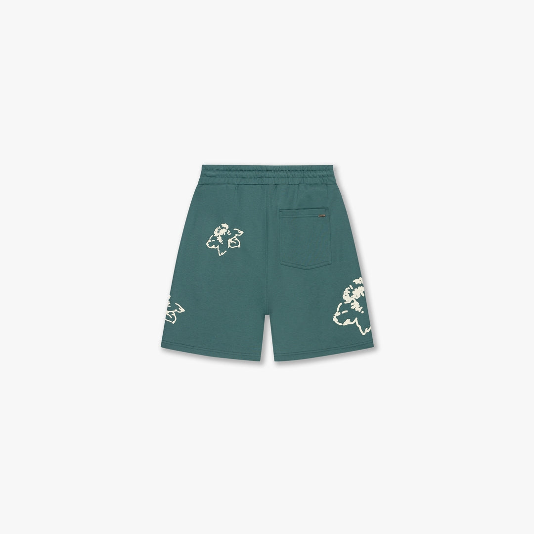 CROYEZ INITIAL FLOWER SHORTS | GREEN/OFF-WHITE