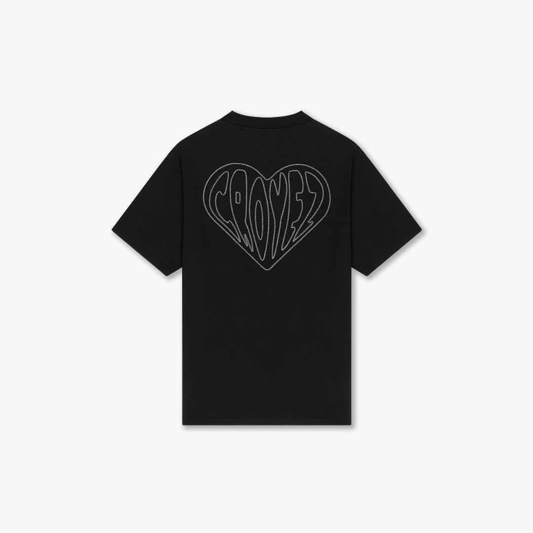 CROYEZ STITCHED HEART T-SHIRT | BLACK