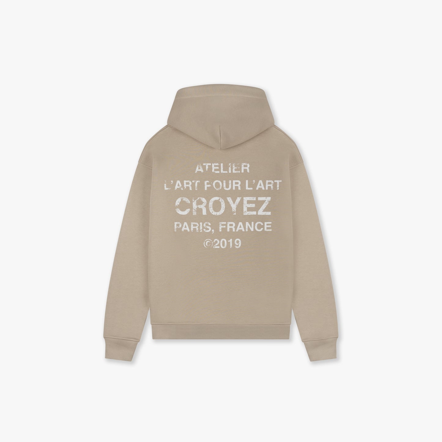 CROYEZ GALLERY GRUNGE HOODIE - BEIGE/WHITE