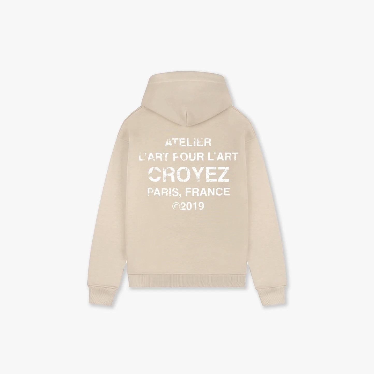 CROYEZ GALLERY GRUNGE HOODIE | BEIGE/WHITE