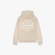 CROYEZ GALLERY GRUNGE HOODIE | BEIGE/WHITE