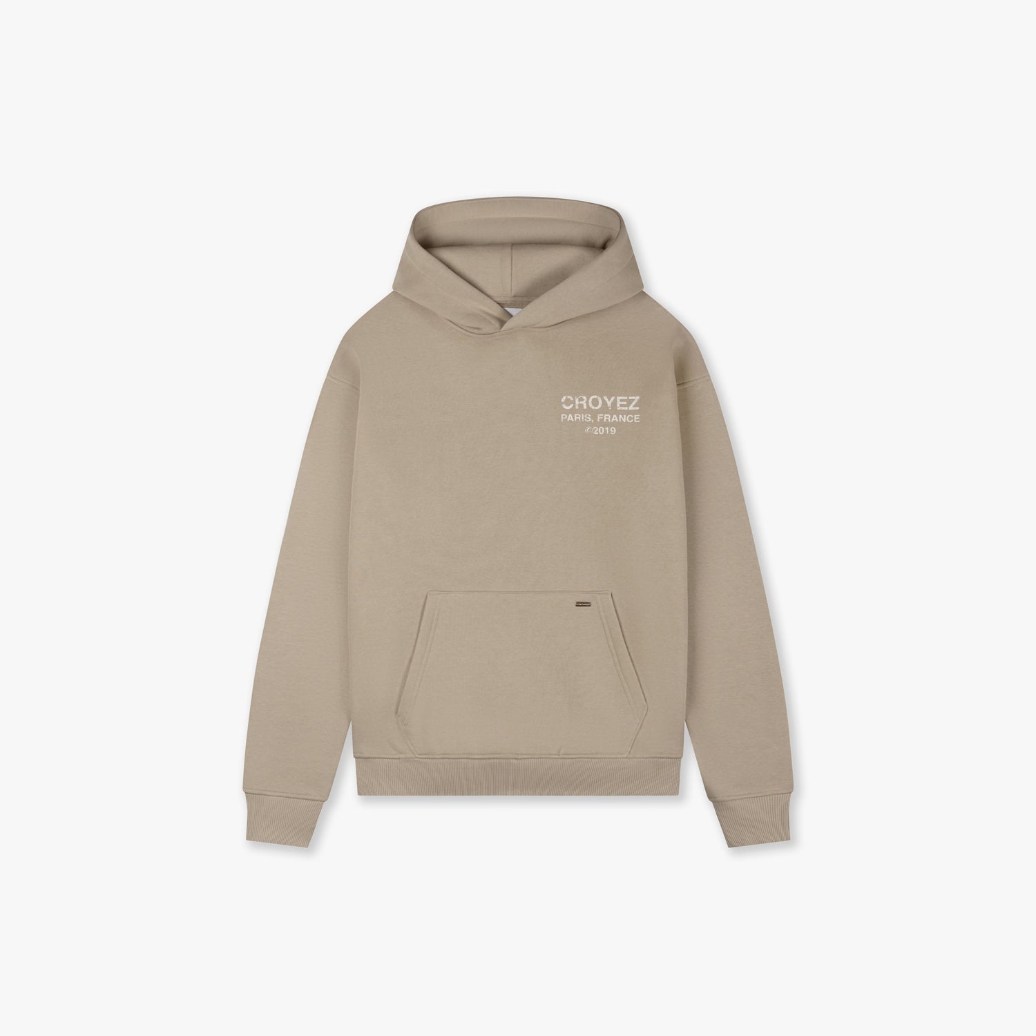 CROYEZ GALLERY GRUNGE HOODIE - BEIGE/WHITE