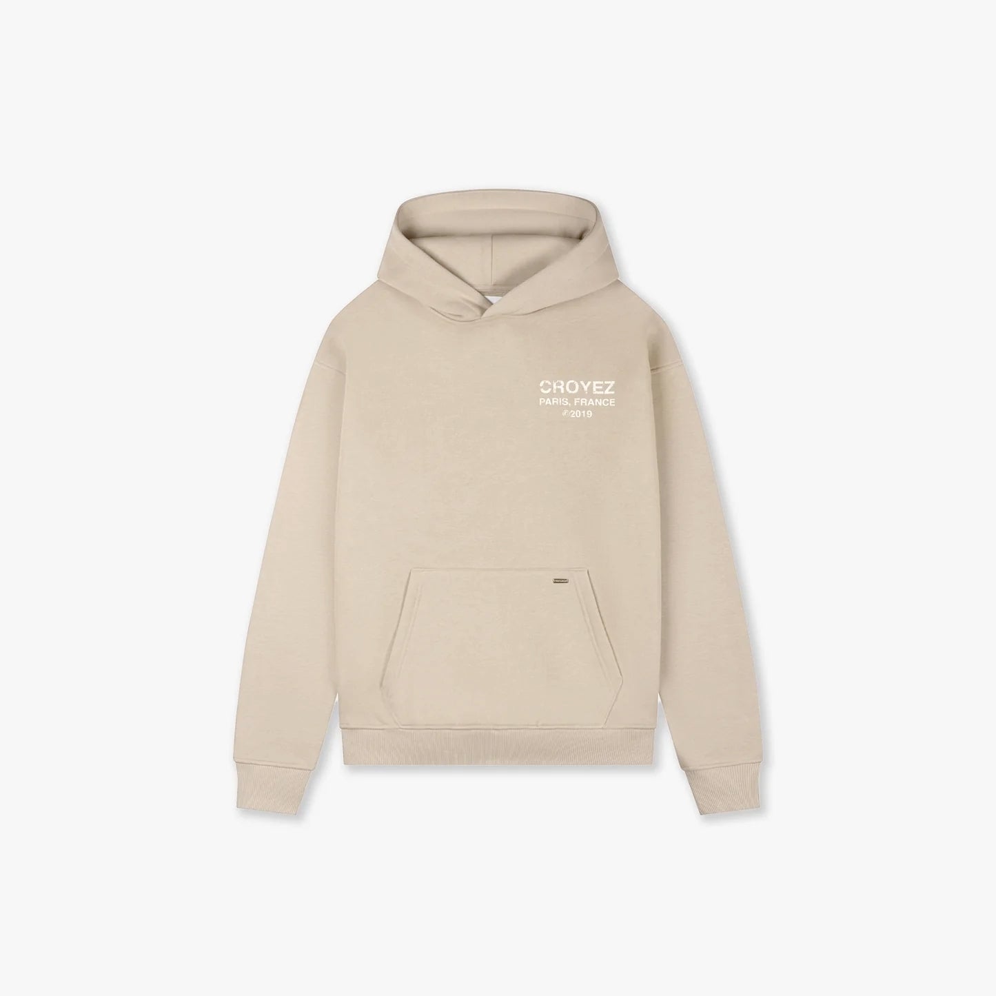 CROYEZ GALLERY GRUNGE HOODIE - BEIGE/WHITE