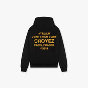 CROYEZ GALLERY GRUNGE HOODIE | BLACK/YELLOW
