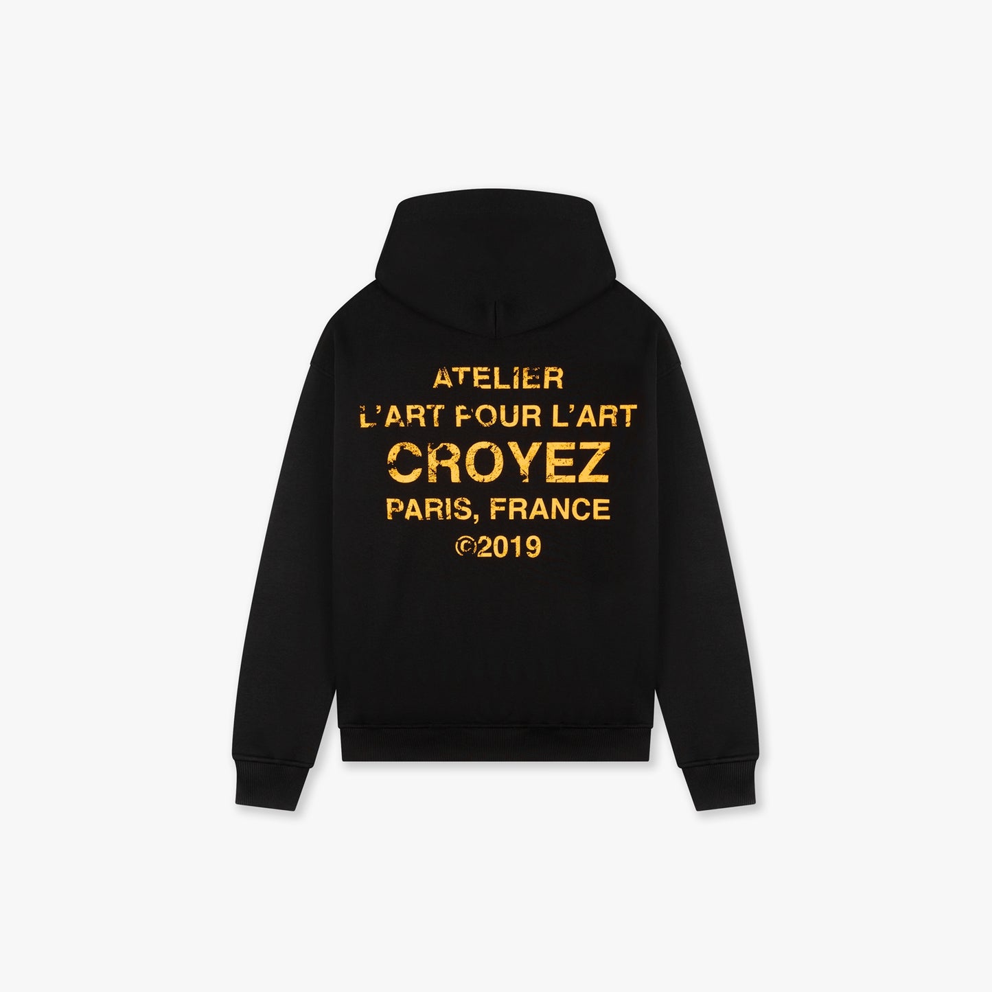 CROYEZ GALLERY GRUNGE HOODIE - BLACK/YELLOW