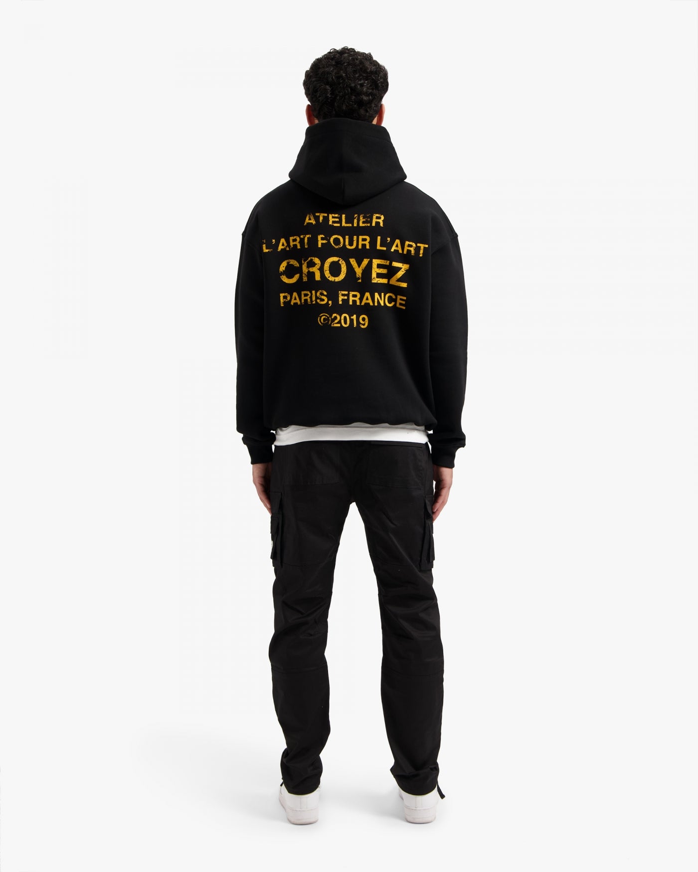 CROYEZ GALLERY GRUNGE HOODIE - BLACK/YELLOW