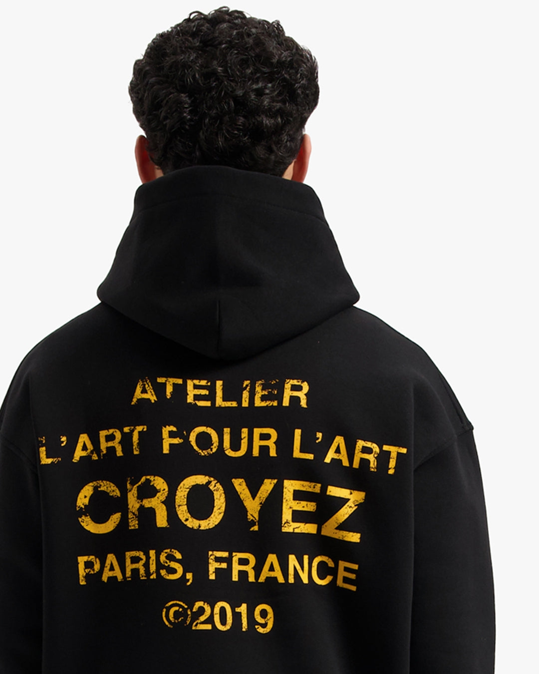 CROYEZ GALLERY GRUNGE HOODIE - BLACK/YELLOW