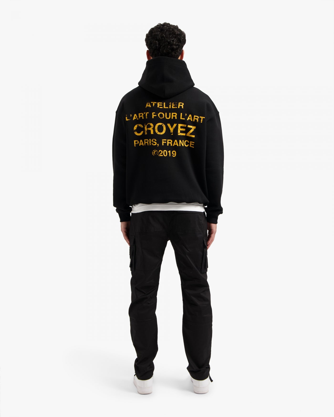 CROYEZ GALLERY GRUNGE HOODIE | BLACK/YELLOW