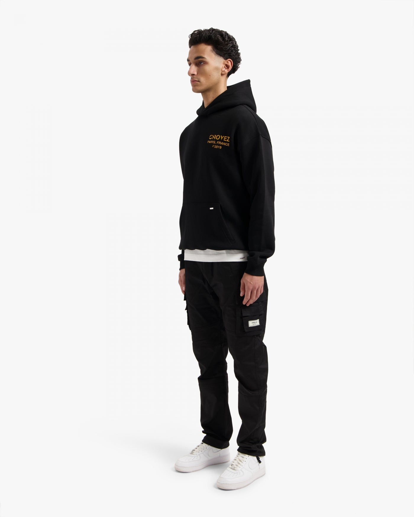 CROYEZ GALLERY GRUNGE HOODIE - BLACK/YELLOW