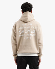 CROYEZ GALLERY GRUNGE HOODIE | BEIGE/WHITE