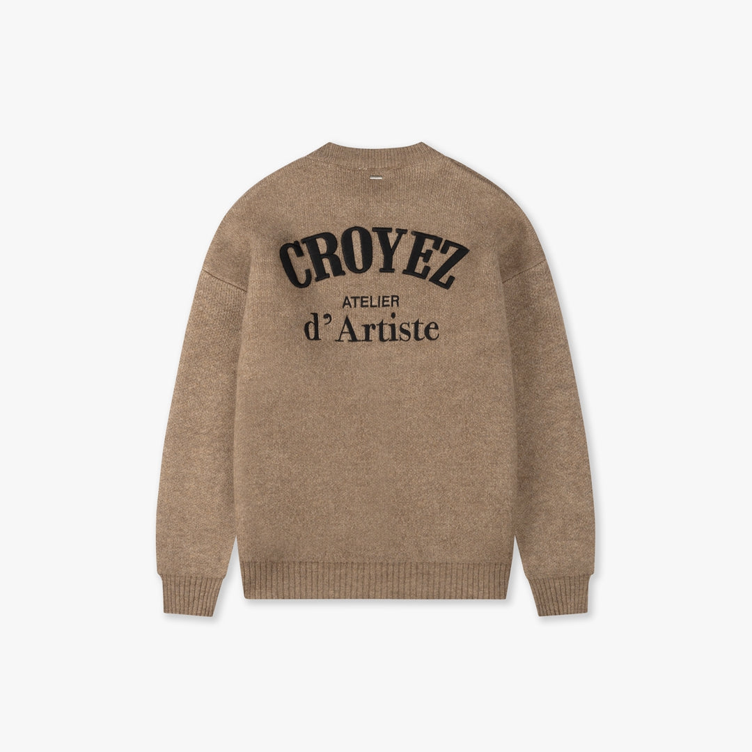 CROYEZ GALLERY KNIT SWEATER - BEIGE/BLACK