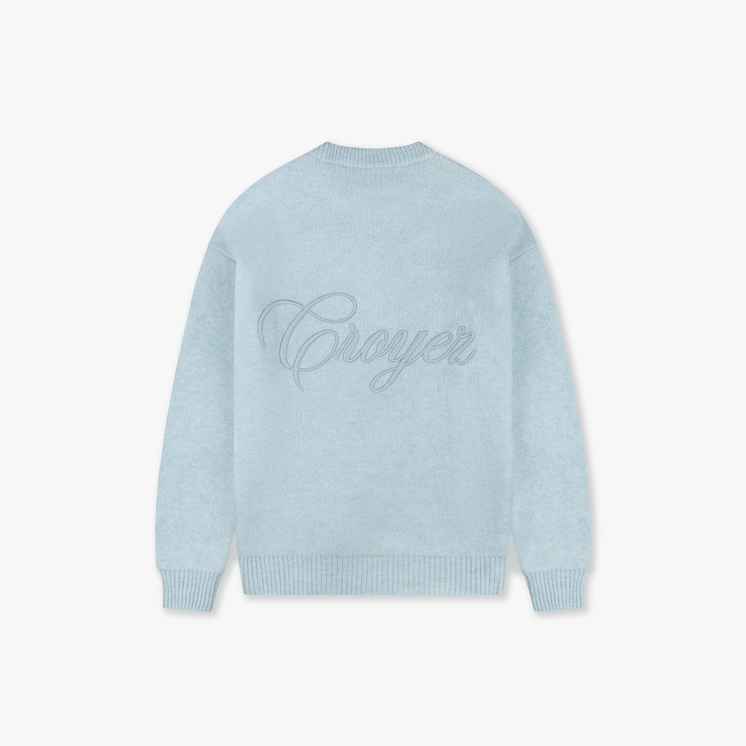 CROYEZ SCRIPT KNIT SWEATER - LIGHT BLUE