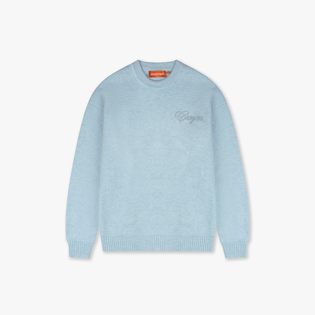 CROYEZ SCRIPT KNIT SWEATER - LIGHT BLUE