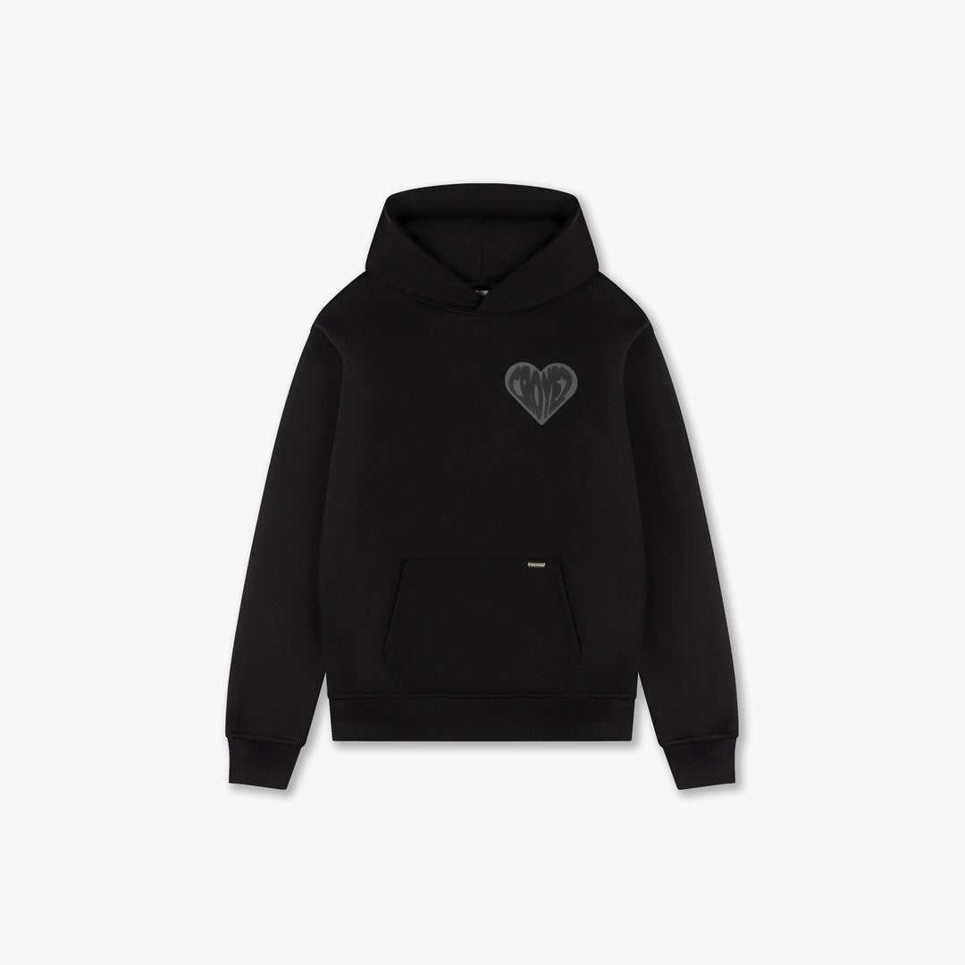 CROYEZ PUFFED HEART HOODIE - BLACK