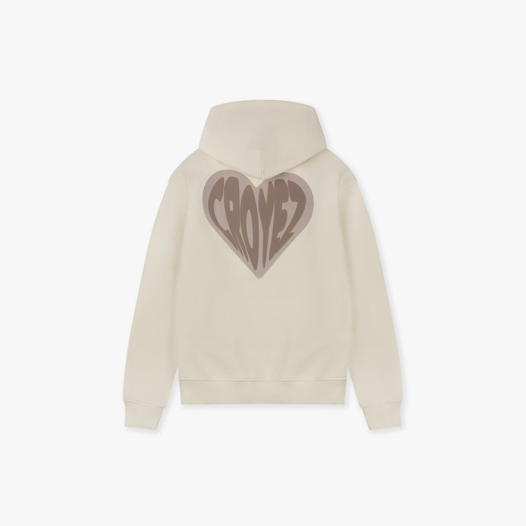 CROYEZ PUFFED HEART HOODIE | OFF-WHITE/BEIGE
