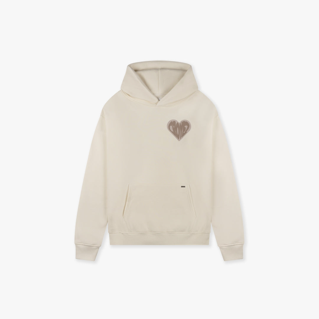 CROYEZ PUFFED HEART HOODIE - OFF-WHITE/BEIGE