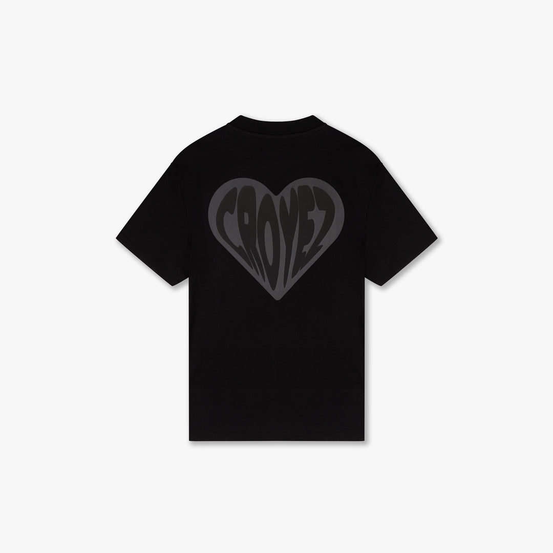 CROYEZ PUFFED HEART T-SHIRT - BLACK