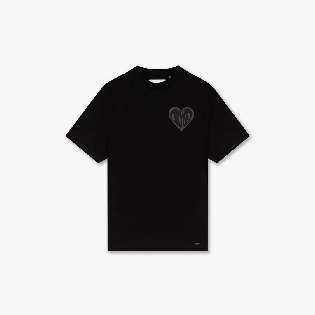 CROYEZ PUFFED HEART T-SHIRT - BLACK