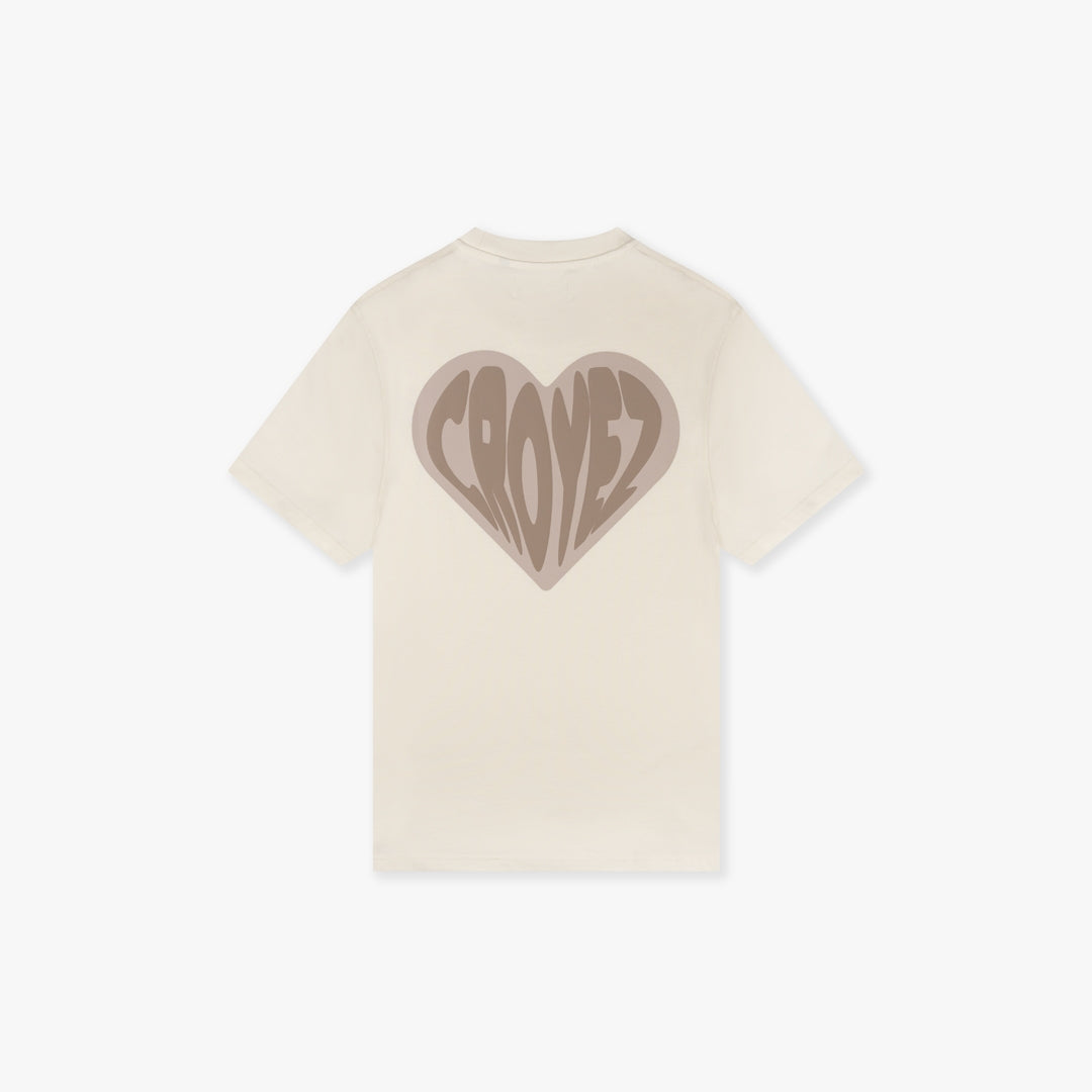 CROYEZ PUFFED HEART T-SHIRT - OFF-WHITE/BEIGE