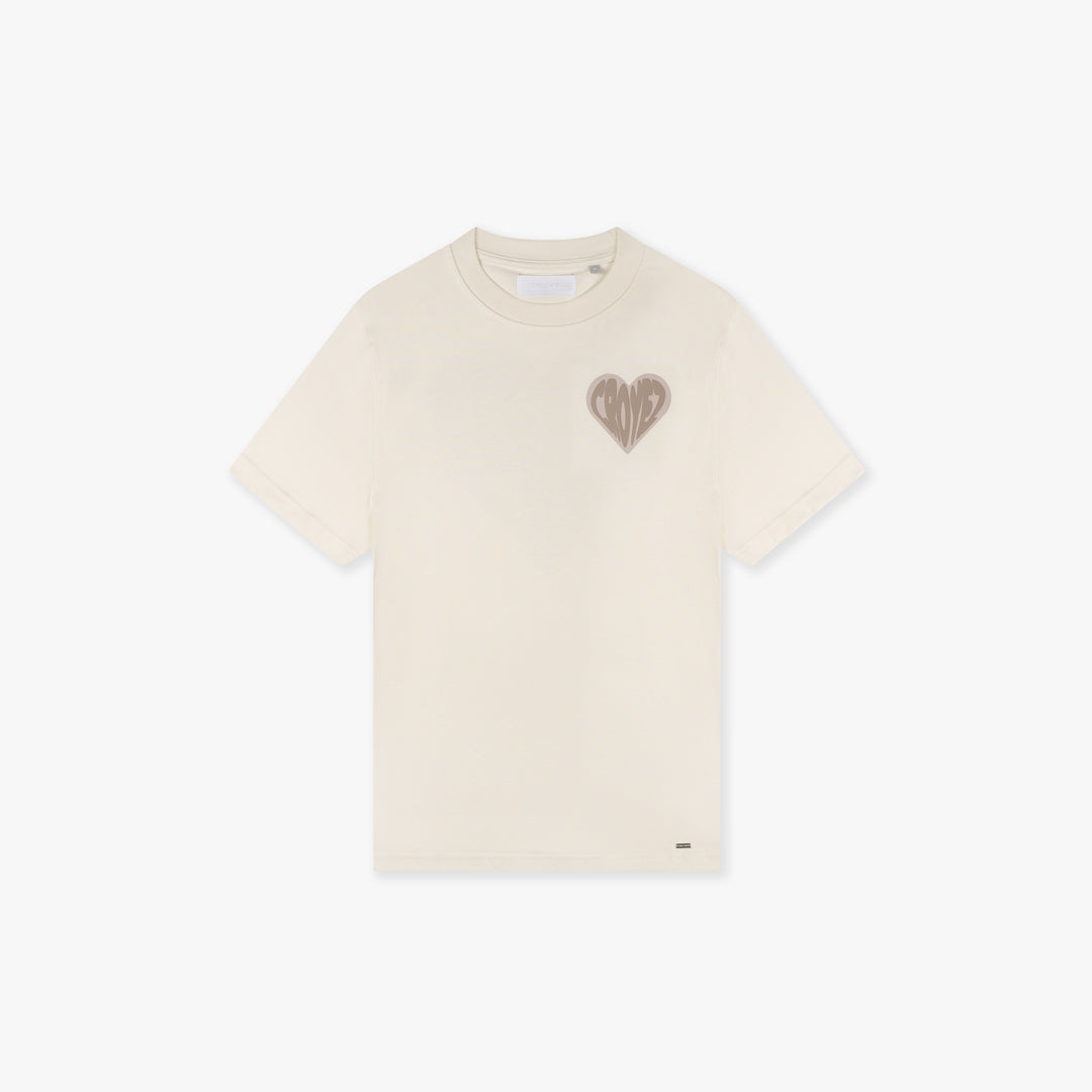 CROYEZ PUFFED HEART T-SHIRT - OFF-WHITE/BEIGE